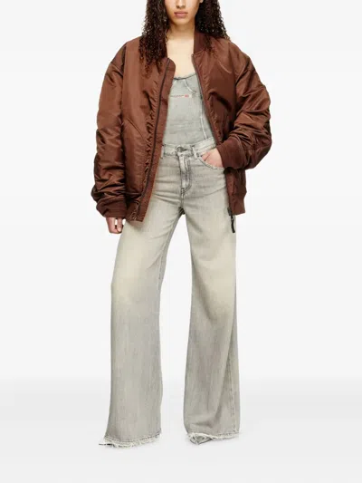 Diesel Wide Leg Frayed Hem Trousers In Blue