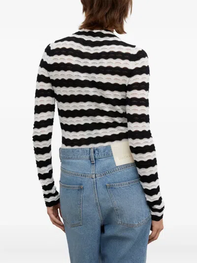 House Of Dagmar Lace Knit Top In Black White