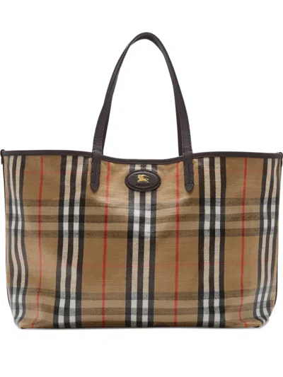 Burberry Medium Tote Bag Highlands Rectangular Check In Brown