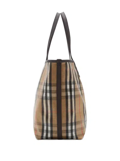 Burberry Medium Tote Bag Highlands Rectangular Check In Brown