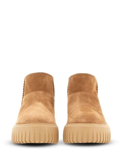 Hogan Low-top Boots Featuring H-stripes In Brown