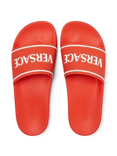 Versace Slide Sandals With Embossed Logo