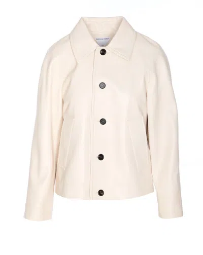 Bottega Veneta Leather Collared Jacket With Front And Lateral Pockets