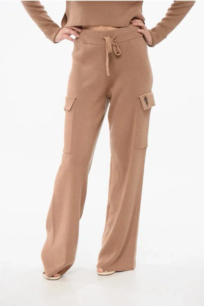 Amiri Cashmere Blend Cargo Pants With Elastic Waistband