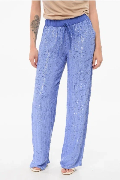 P.a.r.o.s.h Lavender Sequined Trousers In Blue