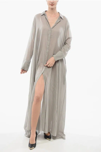 Super Blond Flared Chemisier Dress With Hidden Placket