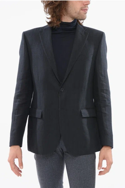 Corneliani Cc Collection Linen Blazer With Flap Pockets