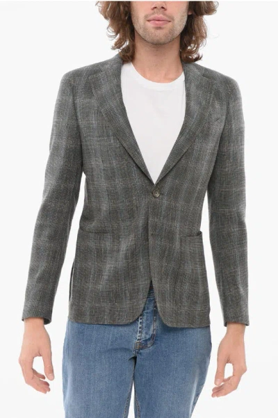 Corneliani Cc Collection Cool Wool Reward Blazer With Check Motif