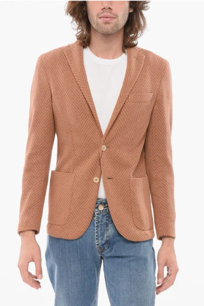 Corneliani Cc Collection Half-lined Reset Blazer With Herringbone Motif