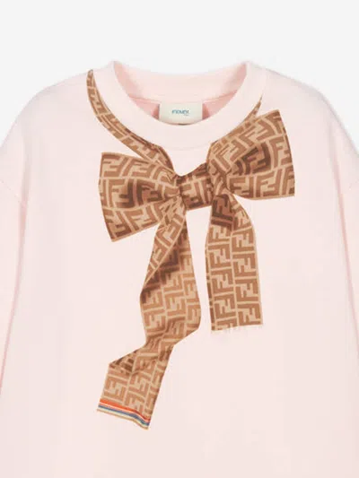 Fendi Girls Trompe L'oeil Bow Print Dress