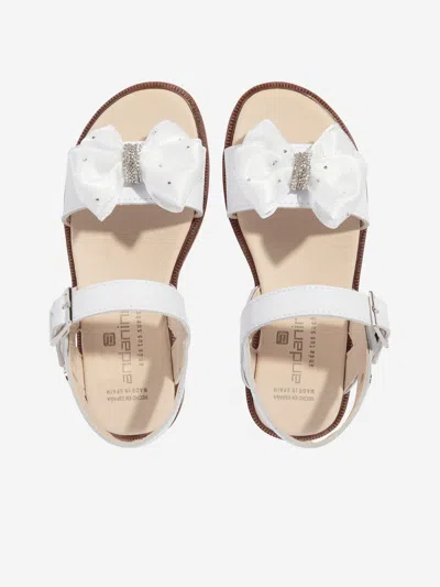 Andanines Girls Bow Sandals In White