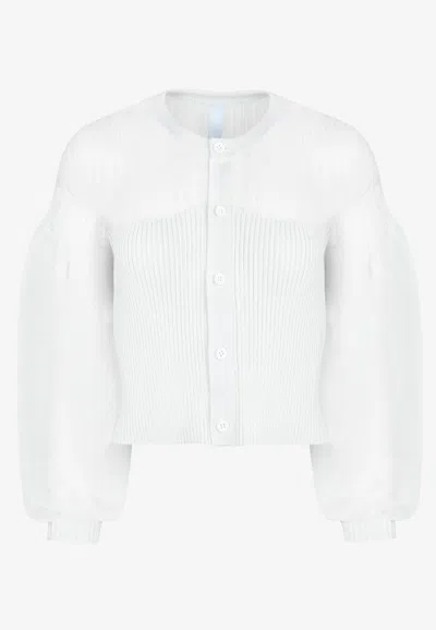 Cfcl Puff-sleeved Glitter Cropped Cardigan