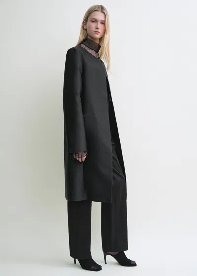 Totême Collarless Coat Black