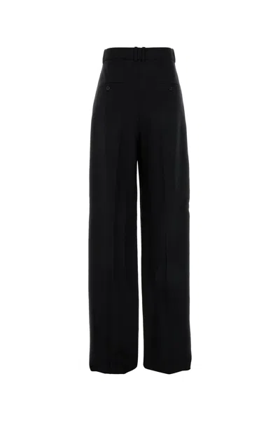 Saint Laurent Pantalone Dalla Gamba Ampia In Lana Nera  Donna