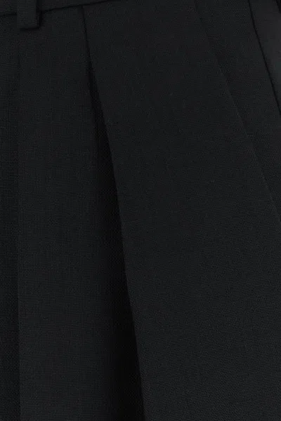 Saint Laurent Pantalone Dalla Gamba Ampia In Lana Nera  Donna