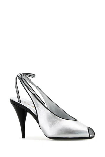 Miu Miu Sandali In Nappa Argento  Donna