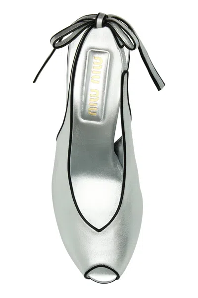 Miu Miu Sandali In Nappa Argento  Donna