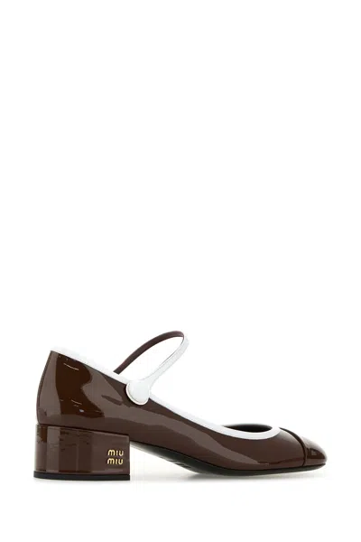 Miu Miu Scarpe Con Tacco In Pelle Marrone  Donna