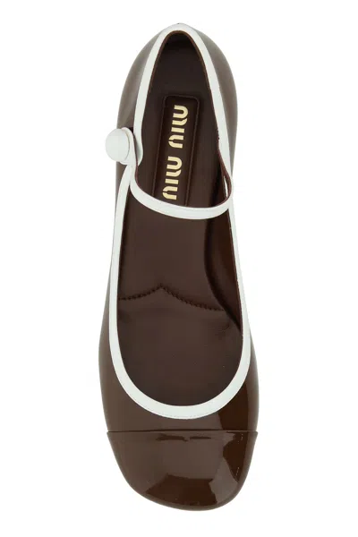 Miu Miu Scarpe Con Tacco In Pelle Marrone  Donna