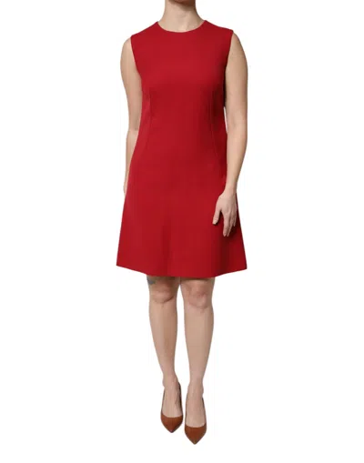 Dolce & Gabbana Red Wool Sleeveless Knee Length A-line Dress In Red