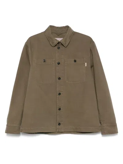 Baracuta Canvas Bomber Jacket With Chest Pockets In Brown