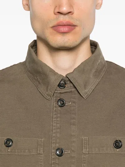 Baracuta Canvas Bomber Jacket With Chest Pockets In Brown