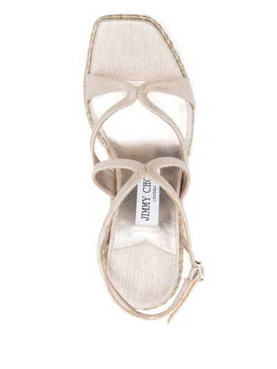 Jimmy Choo Ayla 85 Leather Espadrille Wedges