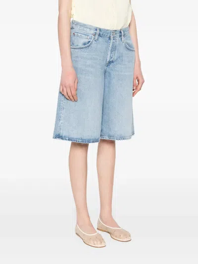 Agolde Urban Baggy Denim Shorts With Belt Loops In Blue