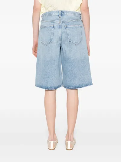 Agolde Urban Baggy Denim Shorts With Belt Loops In Blue