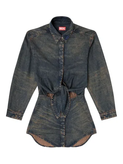 Diesel Denim-inspired Mini Dress With Button-down Front In Blue
