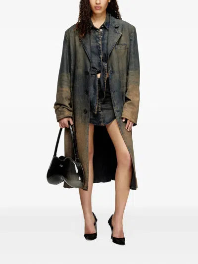 Diesel Denim-inspired Mini Dress With Button-down Front In Blue