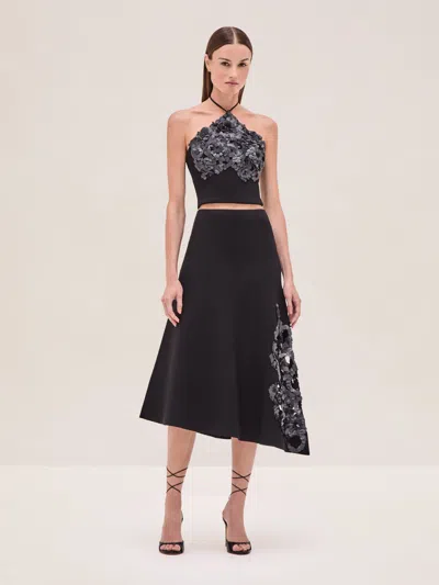 Alexis Relle Halter Sequin Top In Black