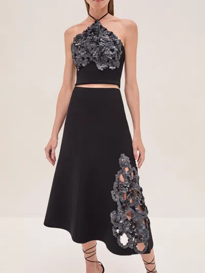 Alexis Relle Halter Sequin Top In Black