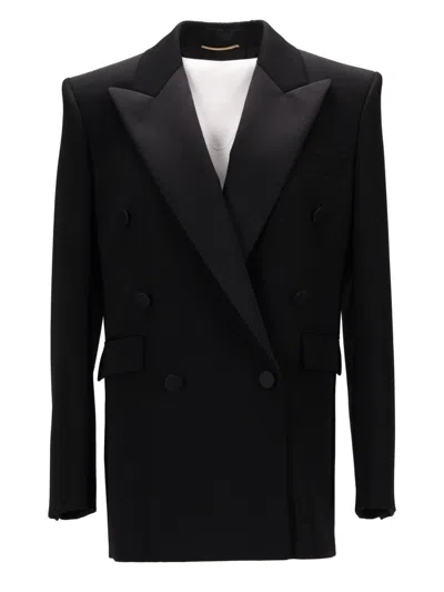 Saint Laurent Certified Wool Tuxedo Blazer With Silk Lining