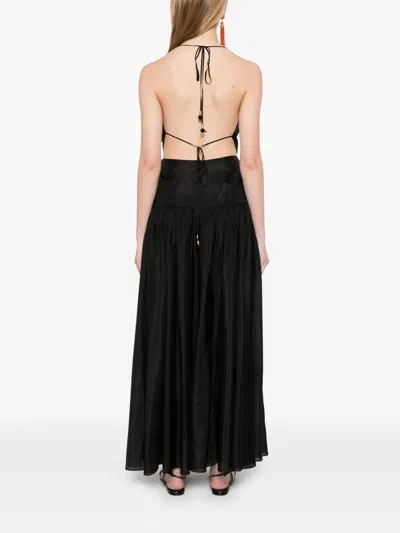 Zimmermann Rhiannon Plunge Halter Maxi Black