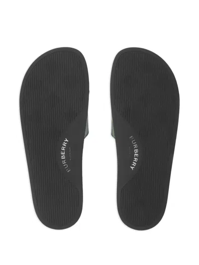 Burberry Mens Green Comb Furley Check Rubber Sliders