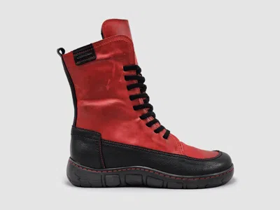 Kcr Group Women's Original Mid Wool-lined Zip-up Leather Boots In Red