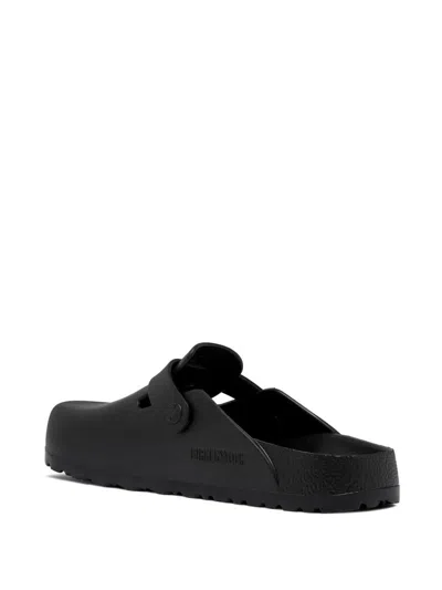 Birkenstock Boston Suede-trimmed Leather Clogs In Black
