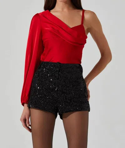 Astr Jenah One Shoulder Top In Red
