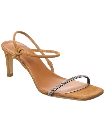 Staud Laurel Crystal Suede Sandal In Brown