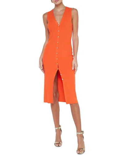 L'agence Domino Button Wool-blend Dress In Red