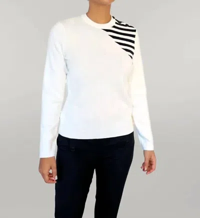 Saint James Iris Sweater In White/navy
