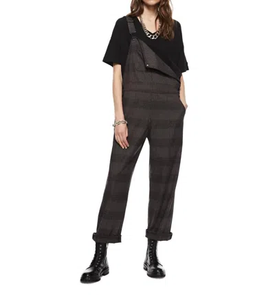 On This Day Plaid Overalls In Grey Multi