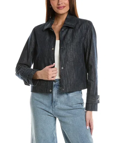 Kenneth Cole Twill Linen-blend Crop Jacket