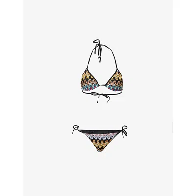 Missoni Womens Multi W/dark Base Miss Lace Raschel Triangle Bikini Set In Multi