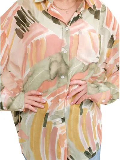And The Why Sheer Printed Loose Fit Blouse - Plus In One Color