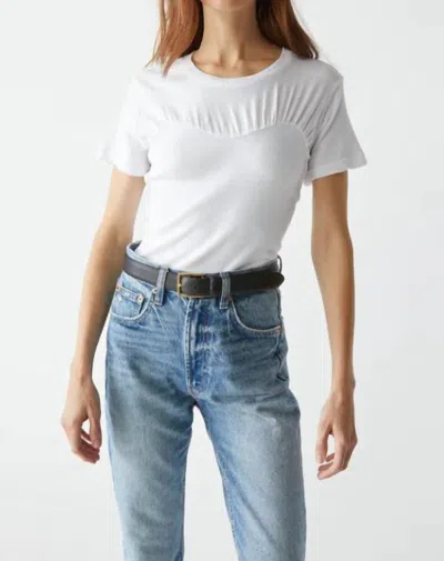 Michael Stars Victoria Mixed Fabric Tee In White