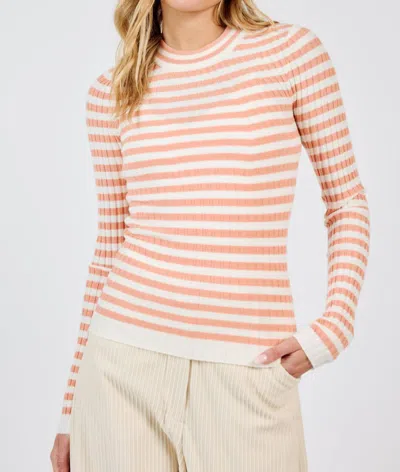 Sadie & Sage Don't Have Time Striped Long Sleeve Top In Coral