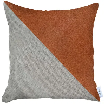 Homezia 18" X 18" Brown And Grey Geometric Zippered Handmade Polyester Throw Pillow Cover