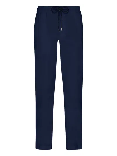 Vilebrequin Drawstring Straight-leg Linen Trousers In Blue